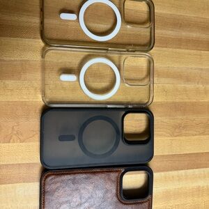 Premium Phone Case Set - Black, Brown, Clear - iPhone 15 pro
